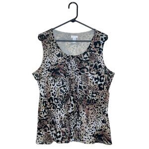 CHICO'S Animal Print Sleeveless Blouse - Size XL